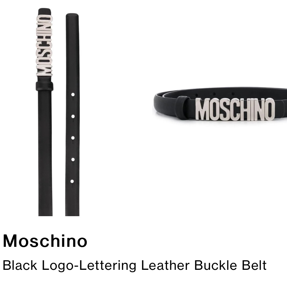 Moschino Black Logo-Lettering Leather Buckle Belt